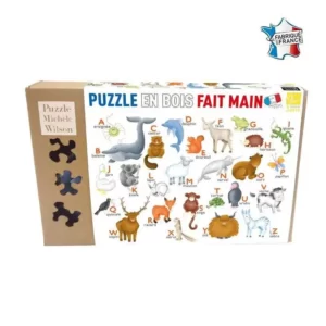 puzzle en bois l'alphabet des animaux mademoiselle france