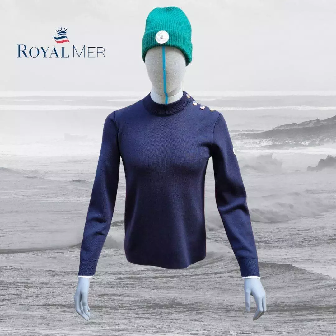 pull marin 100% laine royal mer marceau bleu marine